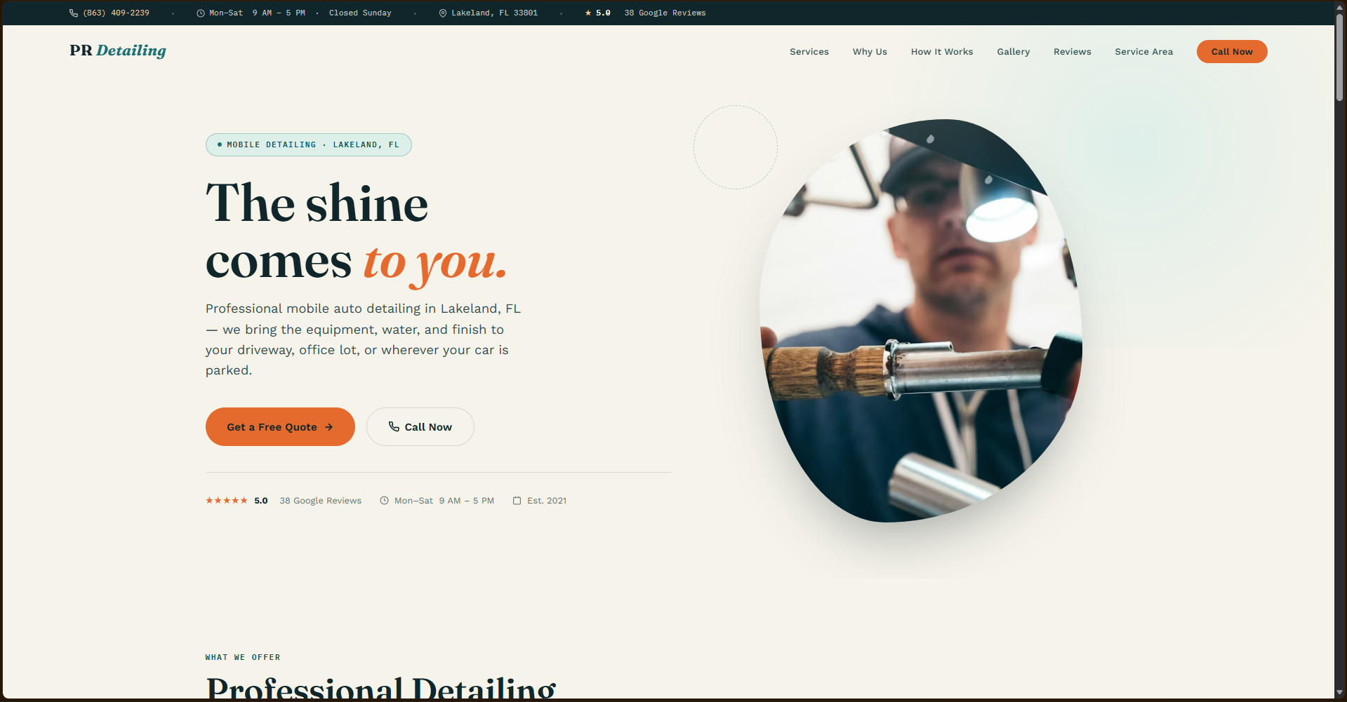 PR Detailing LLC homepage